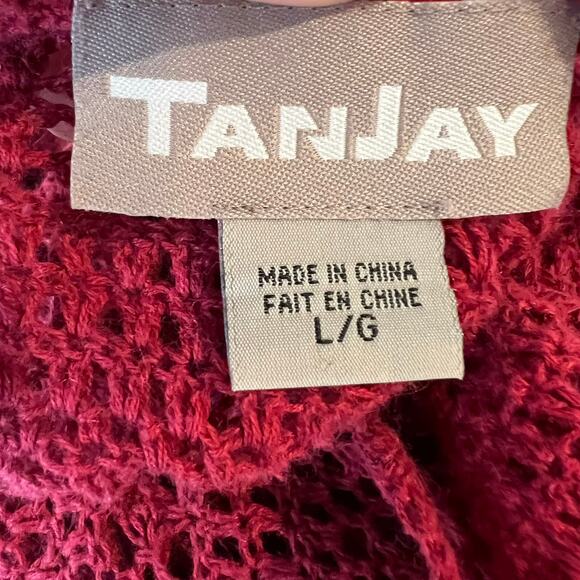 Vintage Y2K Crochet Button Up Cardigan Sweater size Large Burgundy Whimsygoth - Picture 8 of 11